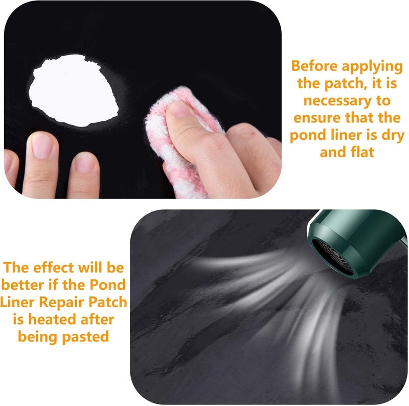 Adnee 2 Pcs Pond Liner Repair Patch-10 x 10 Inches Self-Adhesive EPDM Liner Repair Patch Kit-Thickened Square Rubber Pond Liner Seam for EPDM Garden Pond Patch Cover Repair - Image 3